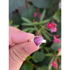 Natural Ruby Heart <b>Ring</b> <b>925</b> Sterling <b>Silver</b> Handmade Heart Shape Gemstone <b>Ring</b> Wholesale Jewelry Supplier - Product Image 1