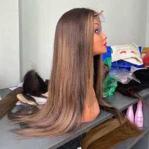 Peluca de Cabello Remy 100% Vietnamita, Color Castaño Claro, con Encaje Completo, Densidad 130-150, Pre-Plucked, Frontal Recto, Gorro Pequeño, Gran Venta - Product Image 5