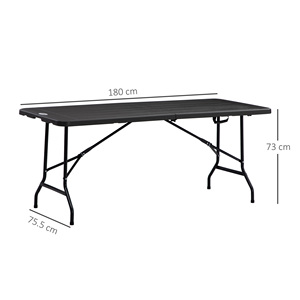 Outsunny Mesa de jardín plegable para 6 personas en acero y HDPE, 180x75,5x73cm, gris oscuro - Product Image 3