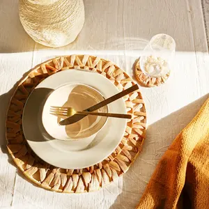 Manteles individuales de hierba marina de bambú ecológicos bohemios redondos OEM al mejor precio Decoración de mesa de comedor de Navidad Natural de Vietnam - Product Image 6