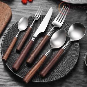 Handcrafted <b>Wooden</b> Cutlery Set Unique Grain Pattern Natural Wood <b>Utensils</b> for Elegant Dining - Product Image 1