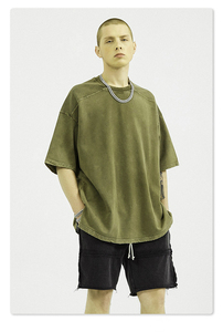 เสื้อยืดคอตตอนทรงโอเวอร์ไซส์สไตล์วินเทจฟอกสีแบบแอซิดวอชสำหรับผู้ชาย จำหน่ายจำนวนมาก - Product Image 6