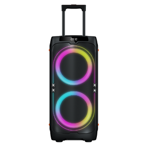 Enceinte de karaoké professionnelle 2x8 pouces 150W avec amplificateur, chariot de fête portable à grandes roues, enceinte DJ Bluetooth avec micro sans fil - Product Image 6