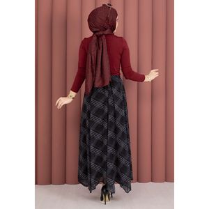 Black Plaid Asymmetrical Chiffon <b>Skirt</b> Soft Breathable Cotton Digital Print Sweet Ball Gown Design XS Size Empire Short - Product Image 5