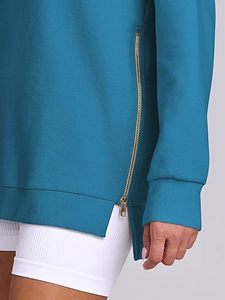 Vêtements de sport en gros couleur unie sweat-shirts vêtements d'extérieur hiver vierge épais sweats amples pour filles vêtements décontractés à la mode - Product Image 4