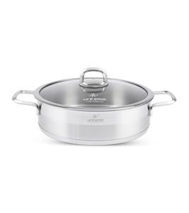 LIFE SMILE Marmite peu profonde avec couvercle en acier inoxydable pur 18/10 antiadhésif Marmite à base d'induction Sauteuse pour la cuisine - Product Image 2