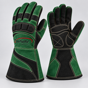 Gants de soudage en cuir, gants tactiques durables, rouge et noir, longueur au poignet, pour travaux extérieurs en hiver, gants de soudage - Product Image 6