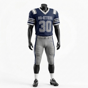Maillot de football américain bleu marine personnalisé, pantalon rembourré, uniforme d'équipe, numéro 30, vêtements de sport de performance, vente en gros OEM - Product Image 1