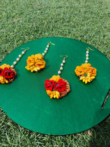 Joyería de frente tradicional india Maang Tikka Faux Pearl Daisy Diseño floral Bodas Festivales de Año Nuevo Ramadán Diwali Nupcial - Product Image 6