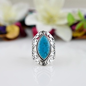 Anillo clásico de estilo bohemio para mujer, joyería de plata de ley 925, piedra preciosa turquesa, anillo hecho a mano, regalo para el amor - Product Image 2