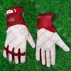 ถุงมือเบสบอลหนังสำหรับผู้ใหญ่ถุงมือเบสบอลแบบสวมข้อมือยาวสีขาวและสีน้ำตาลแดงผลิตตามสั่ง - Product Image 1