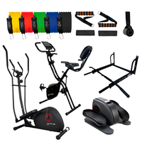 Mobiclinic Home Gym Fitness Pack incluye tubos elásticos Pedal ejercitador Pull-Up Bar bicicleta estacionaria elíptica Body Building