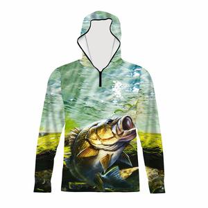 2025 nuevo estilo gran oferta UPF 50 protección solar camisas de manga larga Etiqueta Privada ropa de pesca Pesca con capucha media cremallera - Product Image 3