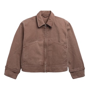 New Hot Sale Cropped Bomber <b>Jacket</b> for Men Custom <b>Work</b> Solid Color Autumn <b>Canvas</b> Casual <b>Jacket</b> High Street Style for Winter - Product Image 5