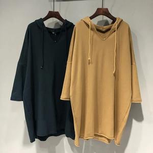 Nuevo verano edad reducción vitalidad deportes ocio suelto de gran tamaño manga corta Color sólido canguro bolsa cordón Sudadera con capucha - Product Image 2