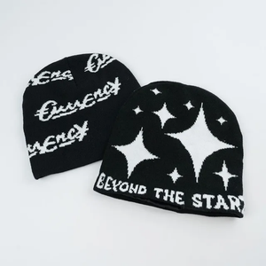 100% acrylique personnalisé Jacquard tricoté Beanie chapeau avec doublure en Satin hiver Hip Hop Bonnet extérieur chaud tricoté bonnet froid - Product Image 2