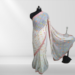 Exquisito Sari indio tradicional intrincadamente bordado de seda impresionante diseño de ropa - Product Image 2