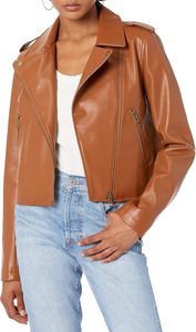Chaqueta de moto de piel sintética de brezo para mujer, chaqueta de cuero genuino para mujer, poliuretano 55%, 40% poliéster, 5% Spandex, chaquetas para mujer - Product Image 6