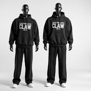 Vente en gros sur mesure 450 gsm Survêtements à base vierge pour l'hiver Ensemble de sweat à capuche ample en coton éponge français - Product Image 4