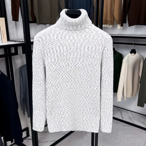 Pull en laine 100% pour homme, col rond, rayé épais, tricoté, impression numérique, logo personnalisé, ODM, vente en gros - Product Image 1