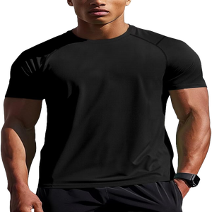 Camiseta Deportiva de Compresión para Hombre, Corte Ajustado, Cuello Redondo, Manga Corta, 180g, Secado Rápido, Transpirable, Poliéster/Algodón, para Gimnasio y Fitness - Product Image 1