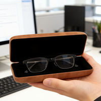 Étui à lunettes en métal de couleur unie écologique pour unisexe, logo personnalisé, étui rigide simple en cuir PU