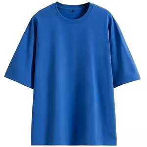 T-shirt décontracté à col rond et épaules tombantes en coton lourd, coupe régulière, qualité supérieure, tissu en toile, respirant, séchage rapide - Product Image 1
