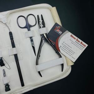 Ensemble de pinces professionnelles en acier inoxydable pour extension de cheveux, comprenant une aiguille de tissage de cheveux ciseaux de couleur plasma noir, vente en gros - Product Image 3