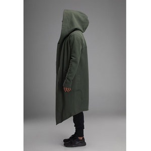 Vente en gros de sweats à capuche pour hommes, longs et allongés, 100% coton, avec fentes latérales et fermeture éclair, logo personnalisé OEM - Product Image 5