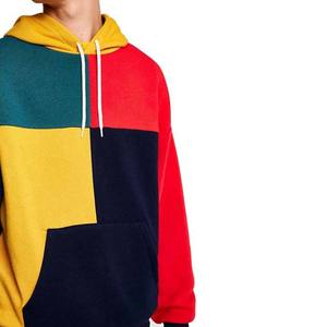 Venta al por mayor de sudaderas con capucha para hombre transpirable contraste Color bloque 100% algodón básico de manga larga pulóver hombres sudaderas con capucha para la venta - Product Image 5