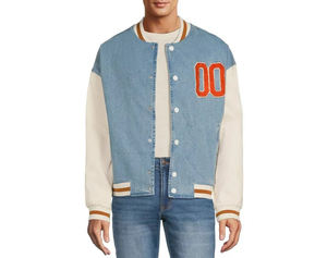 Hombres respetuosos con el medio ambiente transpirable Vintage Letterman chaquetas de invierno de manga larga de lana prendas de vestir Casual a prueba de viento Bomber Varsity Front - Product Image 5
