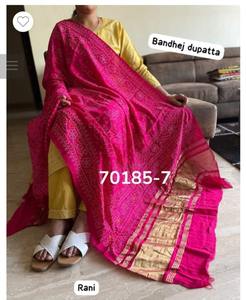 ผ้าไหมที่มีคุณภาพพรีเมี่ยม dupatta กับพิมพ์ bandhni - Product Image 2