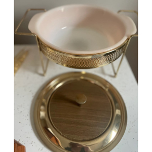 Cacerola de arroz redonda en color dorado con metal y cerámica, perfecta para calentador de alimentos de olla caliente y suministros de artículos de hotel para bodas - Product Image 3