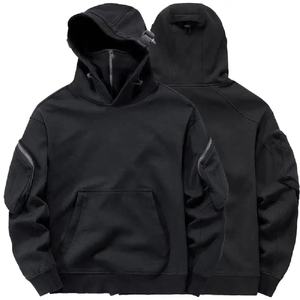 เสื้อมีฮู้ดแบบสวมหัวสำหรับผู้ชายเสื้อฟลีซโอเวอร์ไซส์มีซิปสไตล์ใหม่2024มีกระเป๋าสำหรับฤดูหนาวโลโก้ตามสั่ง - Product Image 3