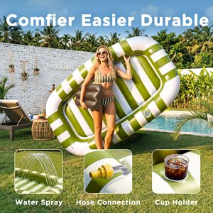 Hot Sale <b>Inflatable</b> Pool Lounger <b>Float</b> with Water Sprinkle Adult Floating Sun Tan Bed Blow Up Raft Water Mat with Pillow Gifts - Product Image 4