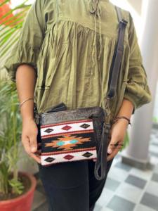 Bolso de mano tallado a mano Jacquard Color negro Sling Bohemian Aztec Fabric Bags Elegantes bolsos de Venta caliente para mujeres - Product Image 5
