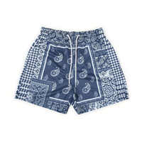 Pantalones Cortos de Hombre de Alta Calidad, Tallas Grandes, Transpirables, Estilo Urbano, con Logotipo Personalizado, Estampado Sublimado Tipo Bandana, Diseño Sólido, Tejido de Punto Medio