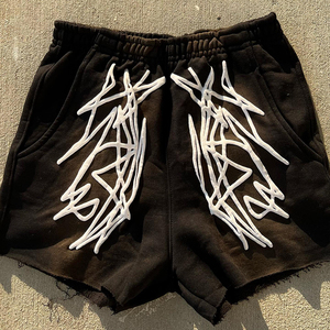 Personnalisé unisexe Vintage solide High Street 100% coton éponge Shorts respirant écologique bouffée impression toile tissu haut - Product Image 4