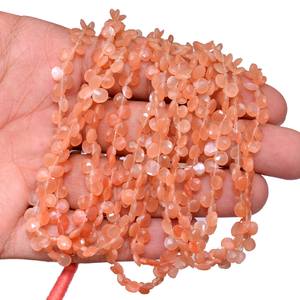 Cuentas de Piedra Lunar Melocotón AAA+ de 7mm-8mm, Forma de Corazón, Piedras Preciosas Semipreciosas de Piedra Lunar Multicolor Natural Rara, Cuentas Facetadas para Joyería - Product Image 4