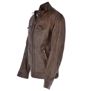 Nouveau Style veste en cuir véritable Vintage manteau en peau de vache marron hommes mince mode Biker veste taille asiatique veste pour hommes - Product Image 6