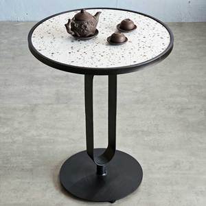 Mesa de Centro Redonda AUDI de Estilo Rústico Moderno Hecha a Mano con Tapa de Cerámica y Patas de Hierro para Sala de Estar CFD68150 - Product Image 6