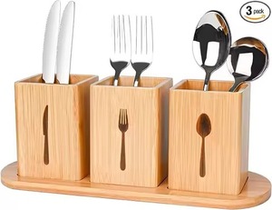 Hot selling Wood Utensil Holder for Countertop Wall Mounted Kitchen Cooking Utensil Holder - Product Image 4