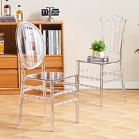 Chaise d'événement transparente en acrylique cristal de style Napoléon Chiavari pour cérémonie de mariage, location de banquet d'hôtel et lieu de réception