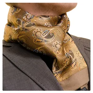 Gold New Collection Luxury Men's agile supply chains Man Made Silk Scarf Ready Stock Double Layer Two Faced Winter Warm Scarf