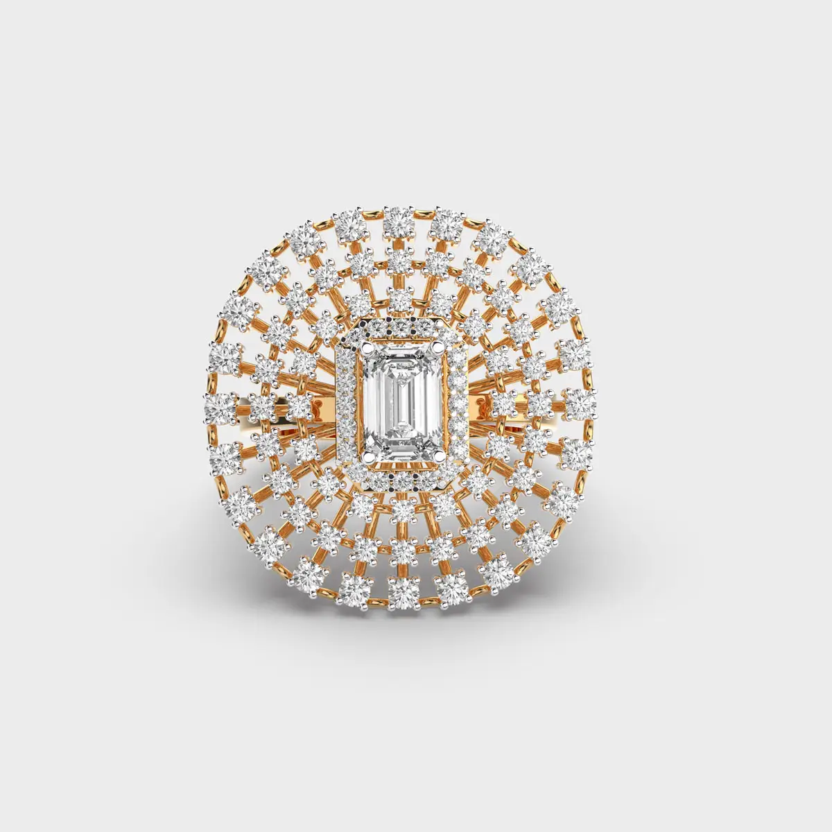 Dazzling Sparkle Halo Diamond Ring Emerald Cut Lab Grown Diamond Engagement Ring Bridal Wedding Ring