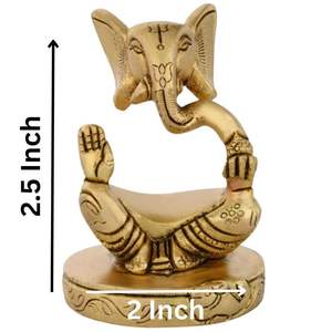 Latón Fancy Ganesh Idol Ganpati Bappa Morya Artículo decorativo para el hogar Pieza decorativa-6,8 cm (latón, Oro) - Product Image 2