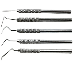 Juego de 5 sondas exploradoras dentales manuales de acero y metal Escalador dental para instrumentos de limpieza y examen de higiene - Product Image 2
