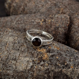 Anillo bohemio de Plata de Ley 925 hecho a mano anillo de cuarzo ahumado Natural para mujer joyería de moda de piedras preciosas marrones - Product Image 2