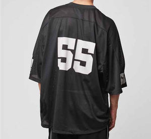 Hot Selling <b>Men's</b> Oversized Drop Shoulder <b>V</b>-<b>Neck</b> Mesh Breathable Summer Customize Boxy Style Jersey Sublimated Print <b>Shirts</b> - Product Image 6