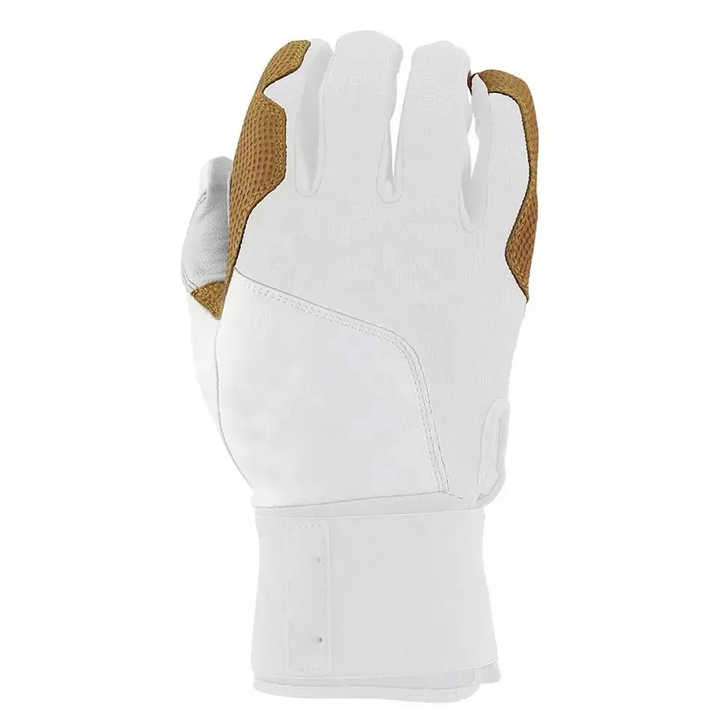 Gants De Baseball Batteur Diamond Designs - Manchette Longue, Cuir Cabretta Bleu Blanc - Taille YM
